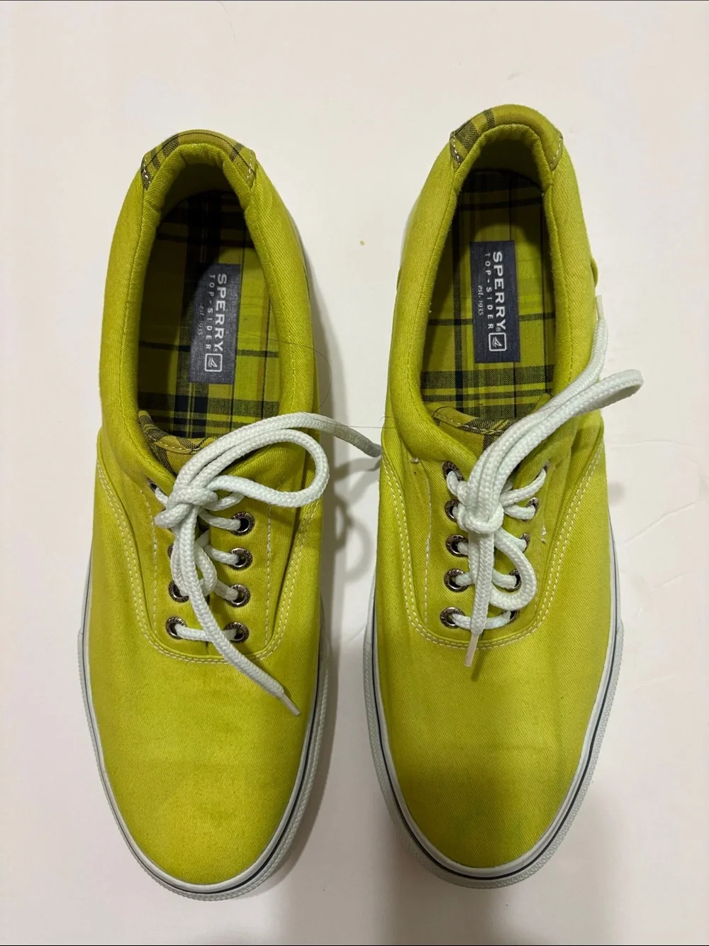 Sperry Men’s Yellow-Green Canvas Boat Shoes